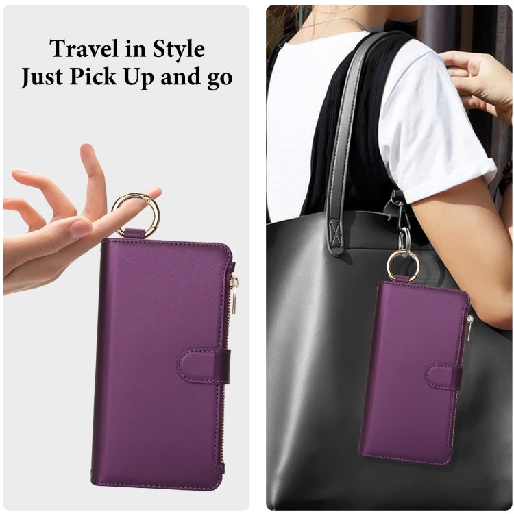 For iPhone X / XS Crossbody Ring Multifunctional Wallet Leather Phone Case