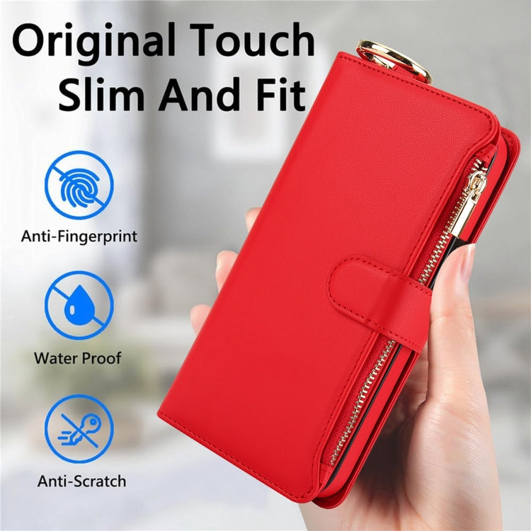 For iPhone XR Crossbody Ring Multifunctional Wallet Leather Phone Case