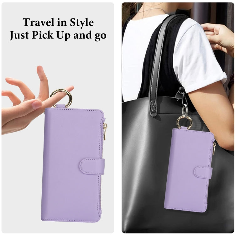 For iPhone XR Crossbody Ring Multifunctional Wallet Leather Phone Case
