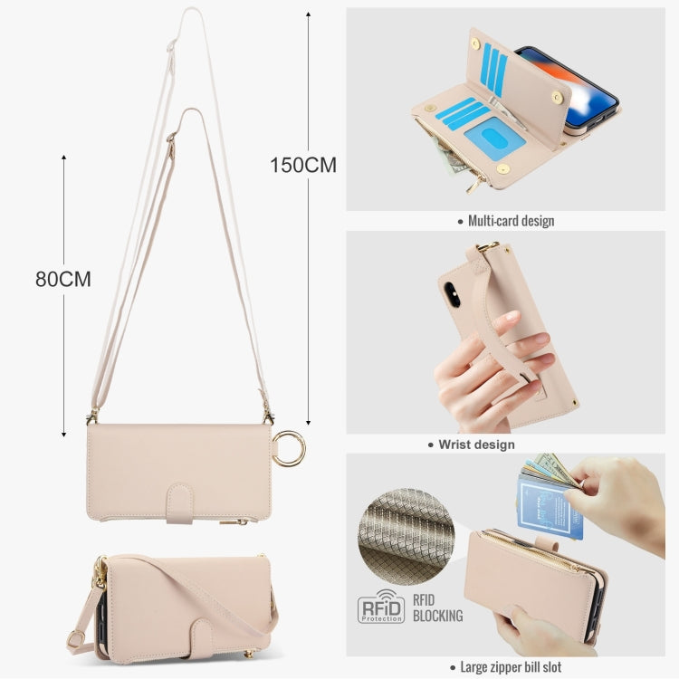 For iPhone XS Max Crossbody Ring Multifunctional Wallet Leather Phone Case