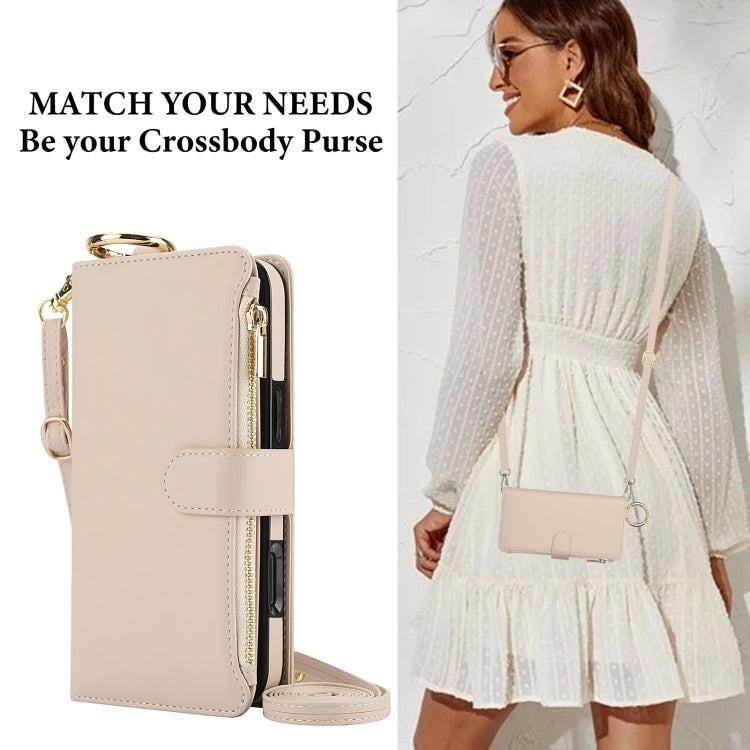 For iPhone 16 Pro Max Crossbody Ring Multifunctional Wallet Leather Phone Case