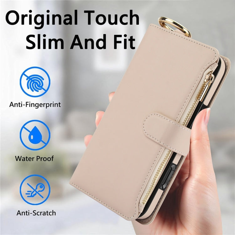 For iPhone 16 Pro Max Crossbody Ring Multifunctional Wallet Leather Phone Case