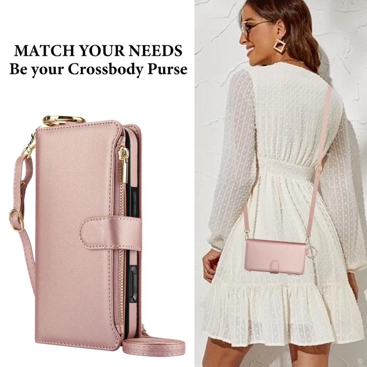 For iPhone 16 Pro Max Crossbody Ring Multifunctional Wallet Leather Phone Case