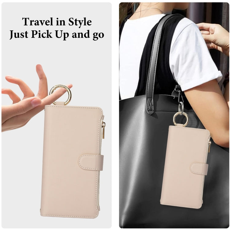 For iPhone 16 Pro Crossbody Ring Multifunctional Wallet Leather Phone Case