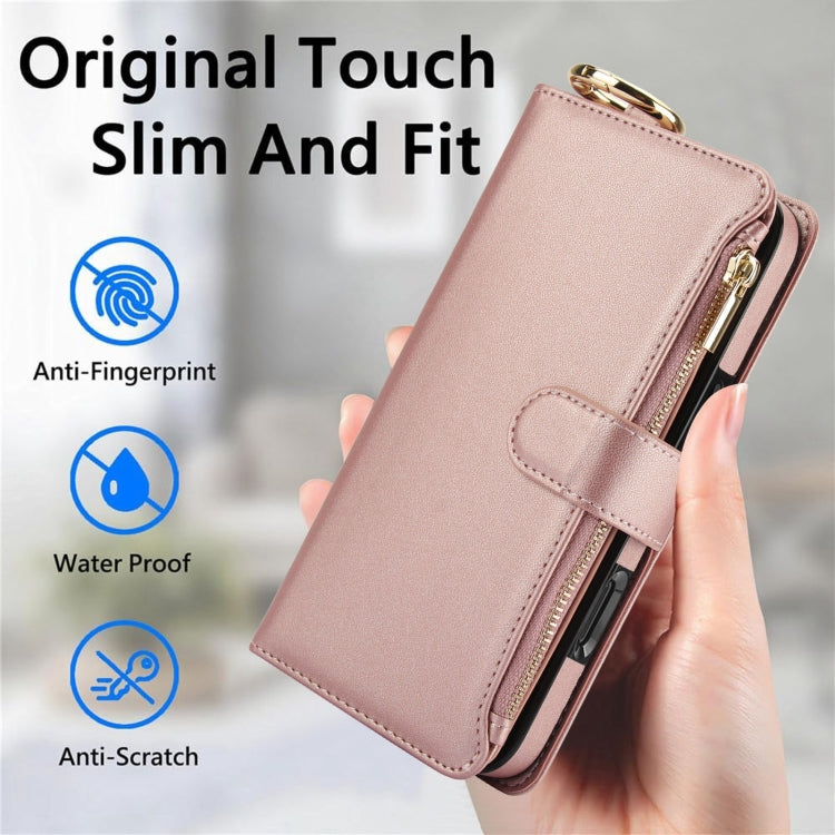 For iPhone 16 Pro Crossbody Ring Multifunctional Wallet Leather Phone Case
