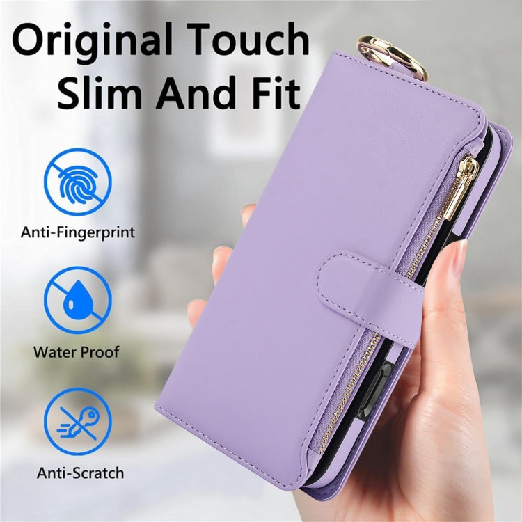 For iPhone 16 Pro Crossbody Ring Multifunctional Wallet Leather Phone Case