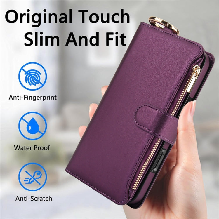For iPhone 16 Plus Crossbody Ring Multifunctional Wallet Leather Phone Case