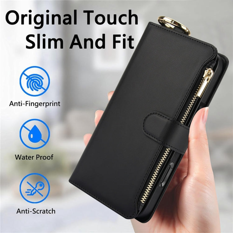 For iPhone 16 Crossbody Ring Multifunctional Wallet Leather Phone Case