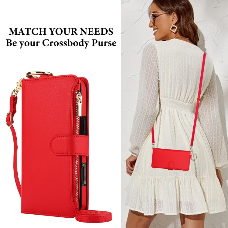 For iPhone 16 Crossbody Ring Multifunctional Wallet Leather Phone Case