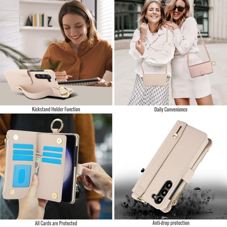 For Samsung Galaxy S23 5G Crossbody Ring Multifunctional Wallet Leather Phone Case