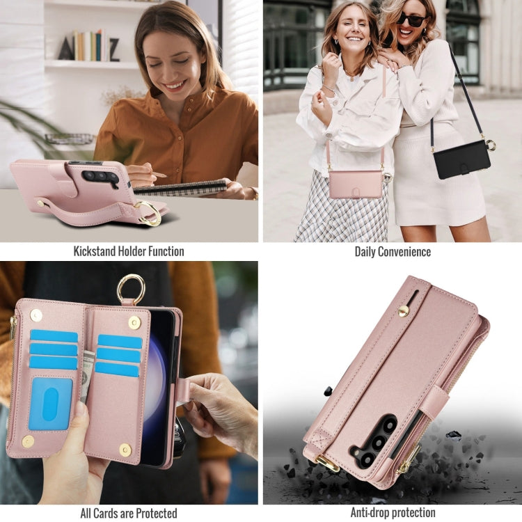 For Samsung Galaxy S23 5G Crossbody Ring Multifunctional Wallet Leather Phone Case