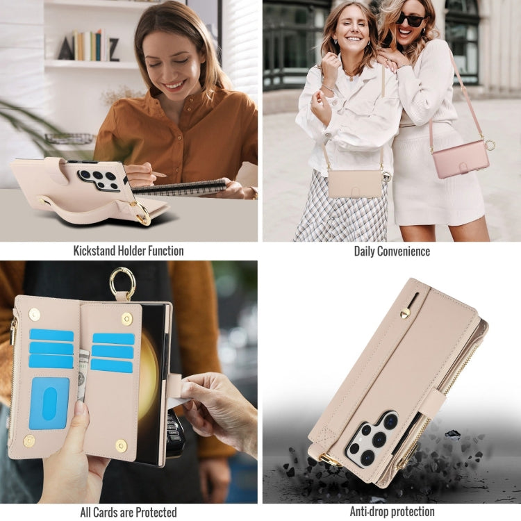 For Samsung Galaxy S23 Ultra 5G Crossbody Ring Multifunctional Wallet Leather Phone Case