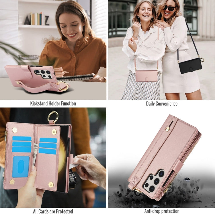 For Samsung Galaxy S23 Ultra 5G Crossbody Ring Multifunctional Wallet Leather Phone Case