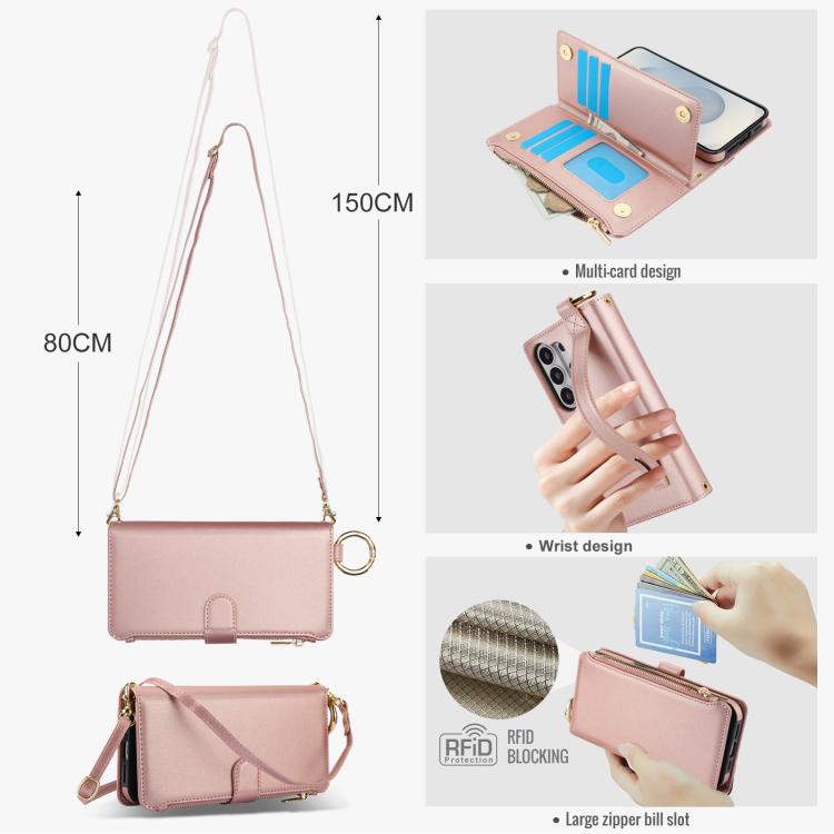 For Samsung Galaxy S26 Ultra 5G Crossbody Ring Multifunctional Wallet Leather Phone Case