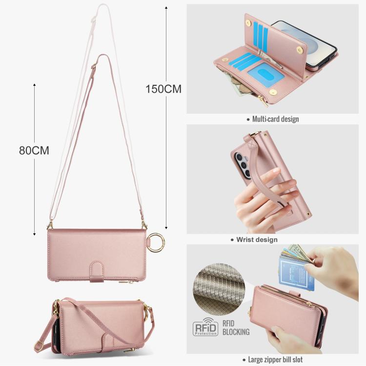 For Samsung Galaxy S26+ 5G Crossbody Ring Multifunctional Wallet Leather Phone Case