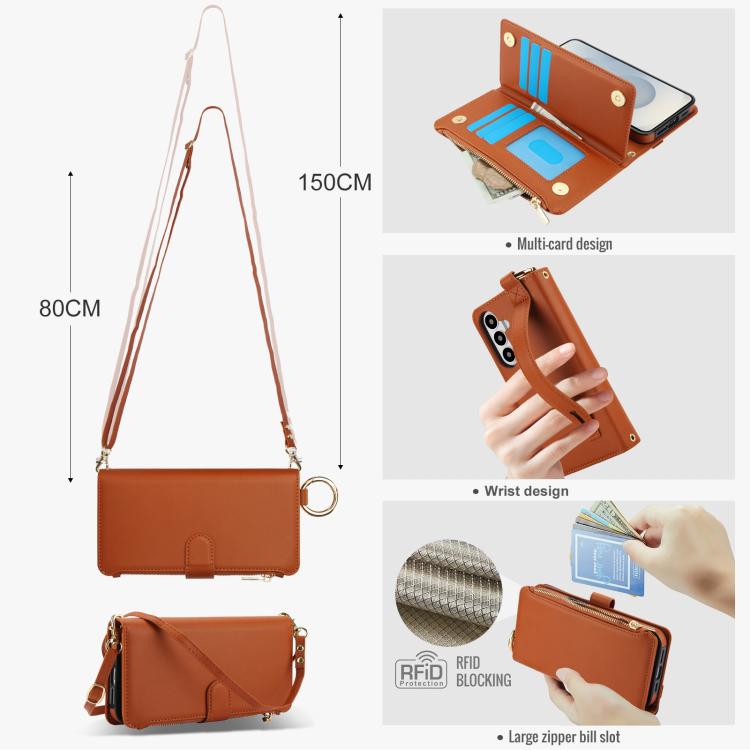 For Samsung Galaxy S26+ 5G Crossbody Ring Multifunctional Wallet Leather Phone Case