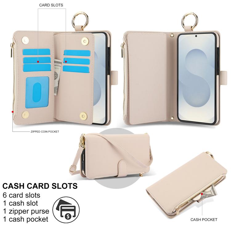 For Samsung Galaxy S26 5G Crossbody Ring Multifunctional Wallet Leather Phone Case