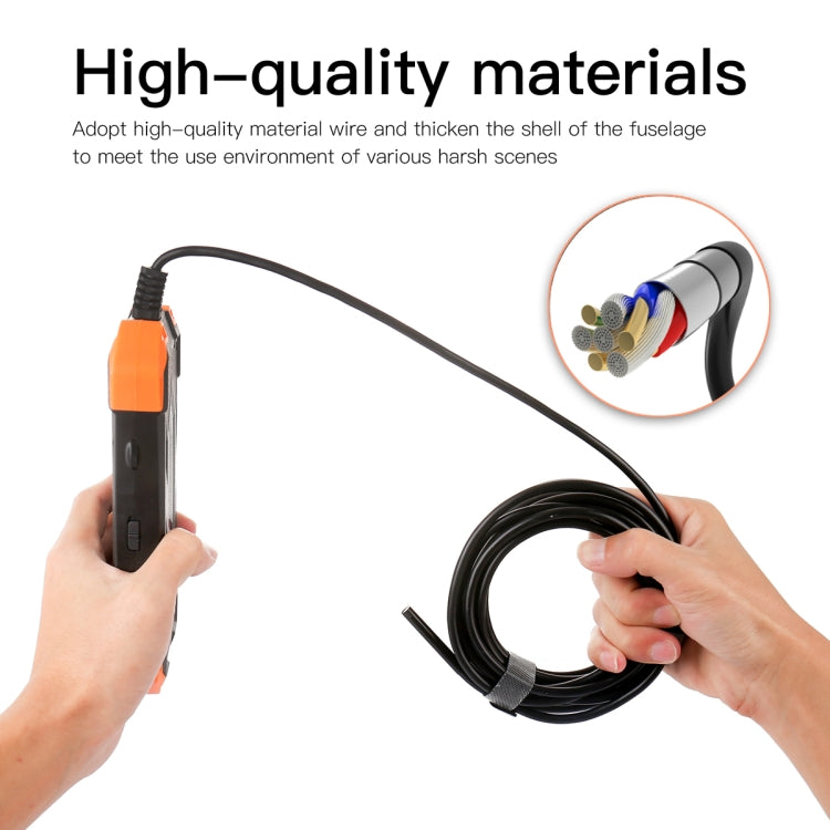 T20 4.3 inch IPS Screen 5.5mm Single Camera IP67 Waterproof Hard Cable Digital Endoscope, Length:2m - Black Orange