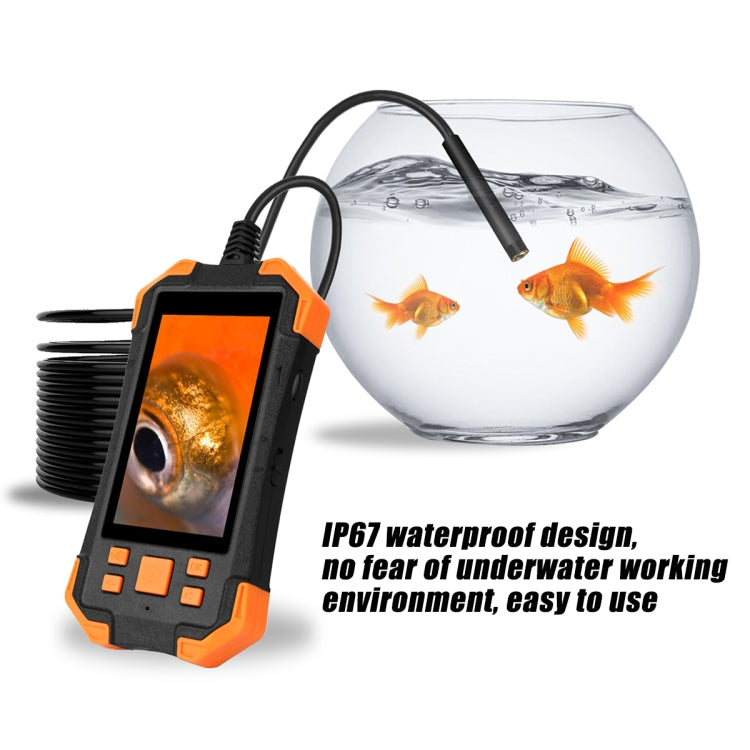 T20 4.3 inch IPS Screen 5.5mm Single Camera IP67 Waterproof Hard Cable Digital Endoscope, Length:2m - Black Orange