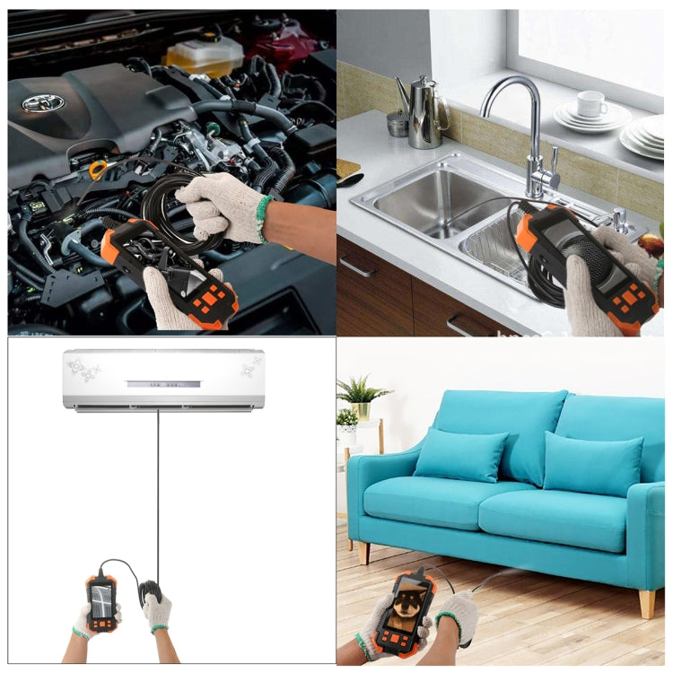 T20 4.3 inch IPS Screen 5.5mm Single Camera IP67 Waterproof Hard Cable Digital Endoscope, Length:2m - Black Orange