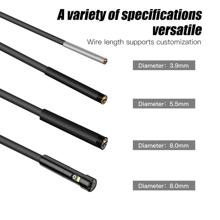 T20 4.3 inch IPS Screen 5.5mm Single Camera IP67 Waterproof Hard Cable Digital Endoscope, Length:2m - Black Orange