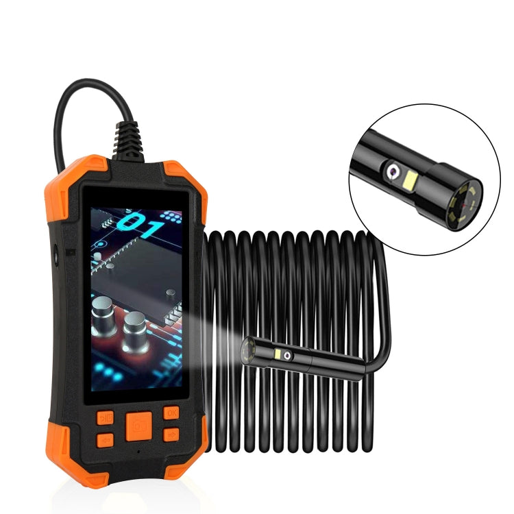 T20 4.3 inch IPS Screen 5.5mm Dual Camera IP67 Waterproof Hard Cable Digital Endoscope, Length:5m - Black Orange