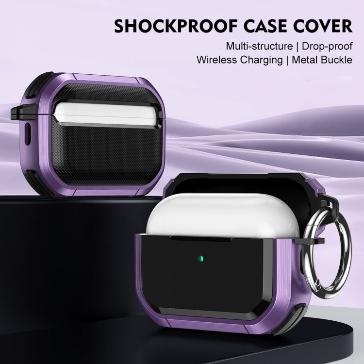 For AirPods 3 Armor TPU + PC Earbuds Box Protective Case with Metal Buckle