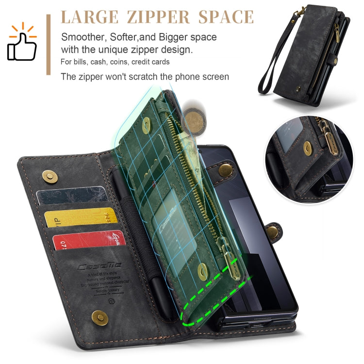 For Samsung Galaxy Z Fold6 5G CaseMe 008 Multifunctional Zipper Wallet Leather Phone Case with Lanyard