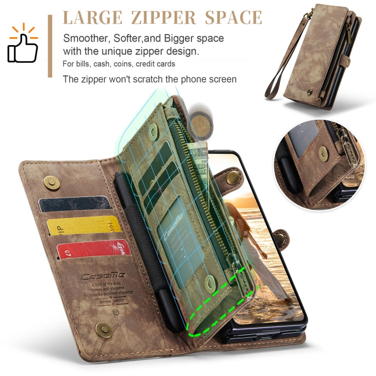 For Samsung Galaxy Z Fold6 5G CaseMe 008 Multifunctional Zipper Wallet Leather Phone Case with Lanyard