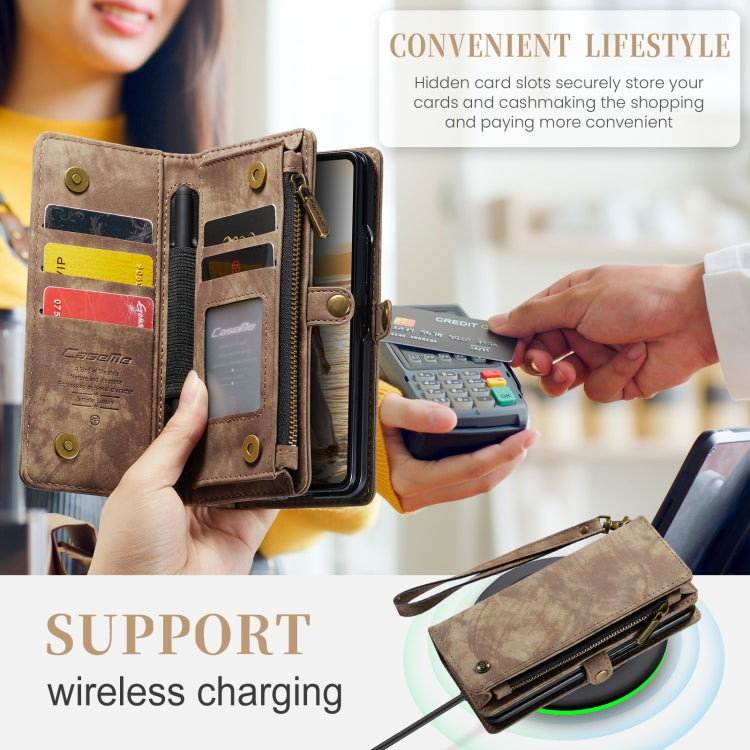 For Samsung Galaxy Z Fold6 5G CaseMe 008 Multifunctional Zipper Wallet Leather Phone Case with Lanyard