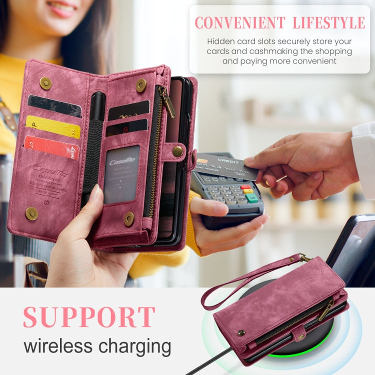For Samsung Galaxy Z Fold6 5G CaseMe 008 Multifunctional Zipper Wallet Leather Phone Case with Lanyard