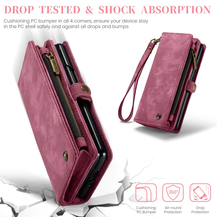 For Samsung Galaxy Z Fold6 5G CaseMe 008 Multifunctional Zipper Wallet Leather Phone Case with Lanyard