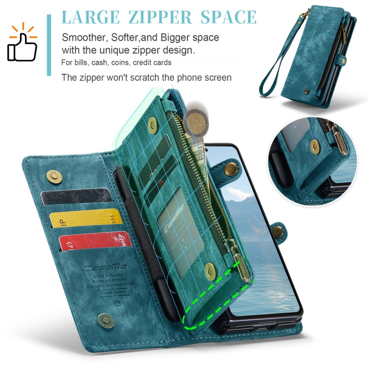 For Samsung Galaxy Z Fold6 5G CaseMe 008 Multifunctional Zipper Wallet Leather Phone Case with Lanyard