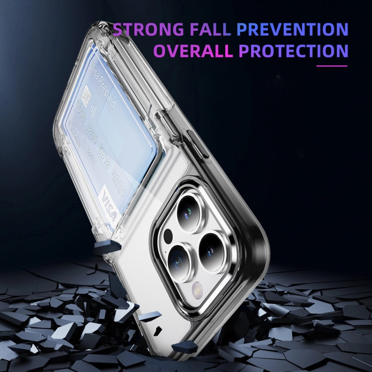For iPhone 14 Plus Card Holder Acrylic Hybrid TPU Phone Case