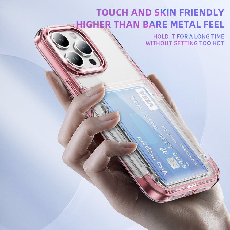 For iPhone 15 Pro Card Holder Acrylic Hybrid TPU Phone Case
