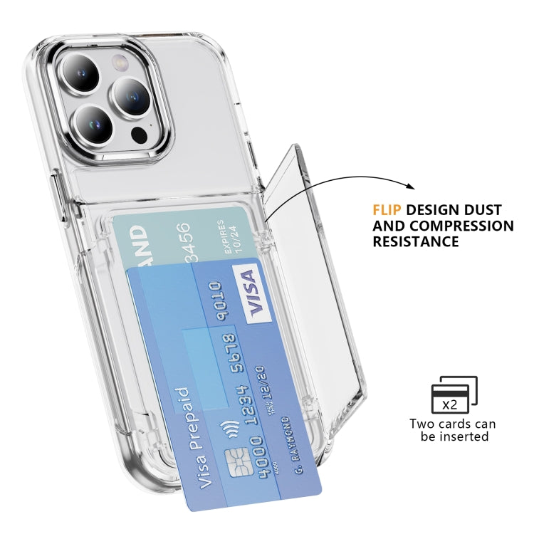 For iPhone 15 Pro Card Holder Acrylic Hybrid TPU Phone Case