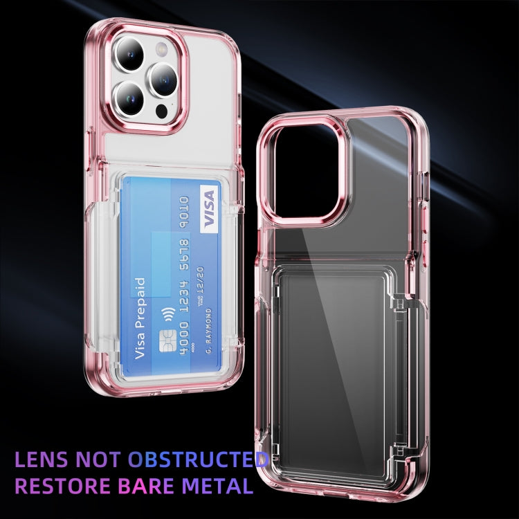 For iPhone 15 Pro Max Card Holder Acrylic Hybrid TPU Phone Case