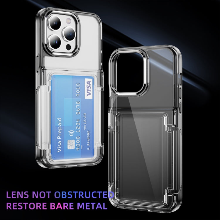 For iPhone 15 Pro Max Card Holder Acrylic Hybrid TPU Phone Case