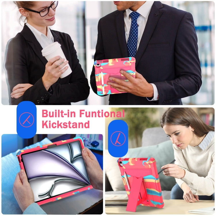 For iPad Air 11 2026 / 2025 /  2024 T Holder Robot Silicone Hybrid PC Tablet Case