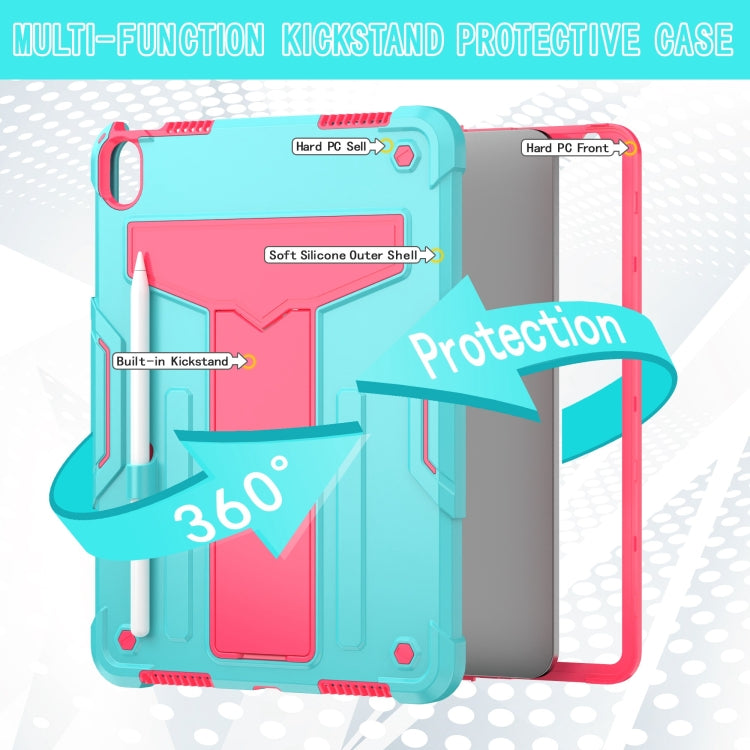 For iPad Air 11 2026 / 2025 /  2024 T Holder Robot Silicone Hybrid PC Tablet Case