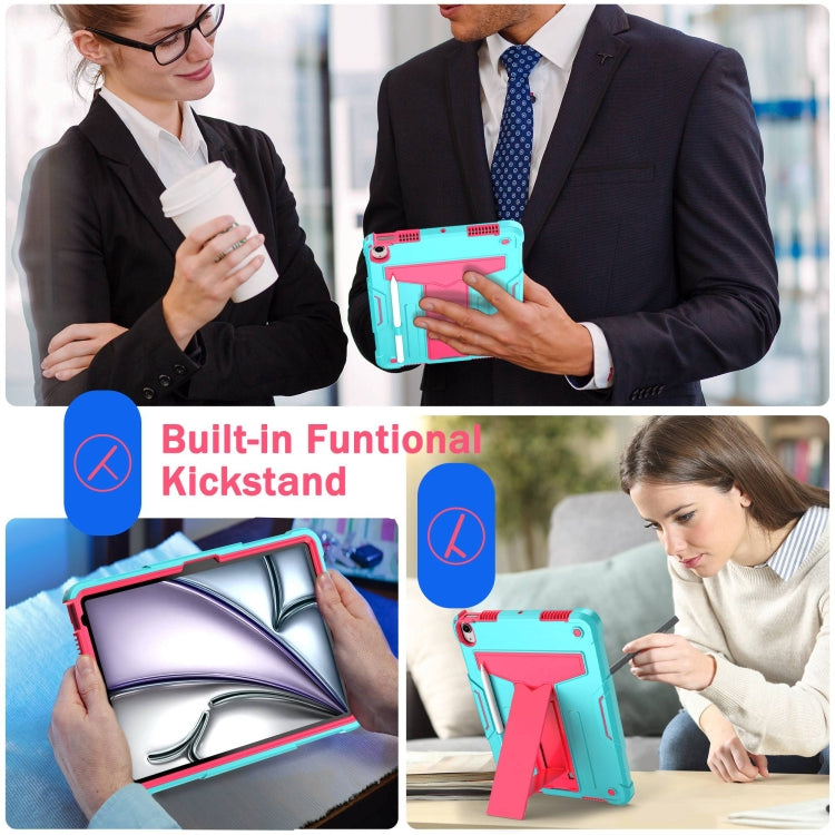 For iPad Air 11 2026 / 2025 /  2024 T Holder Robot Silicone Hybrid PC Tablet Case