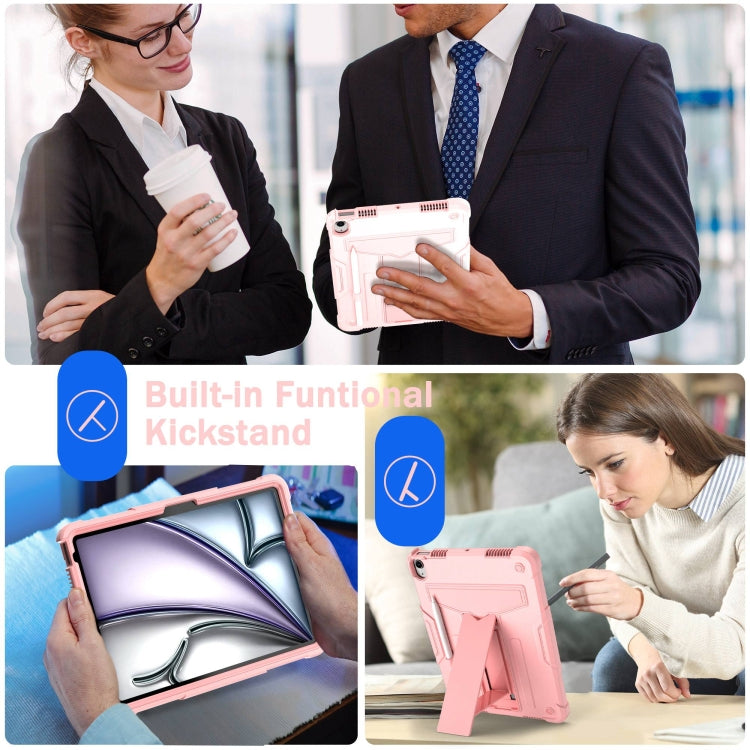 For iPad Air 11 2026 / 2025 /  2024 T Holder Robot Silicone Hybrid PC Tablet Case