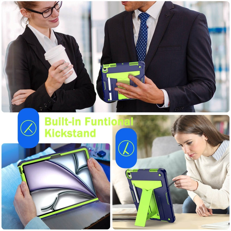 For iPad Air 11 2026 / 2025 /  2024 T Holder Robot Silicone Hybrid PC Tablet Case