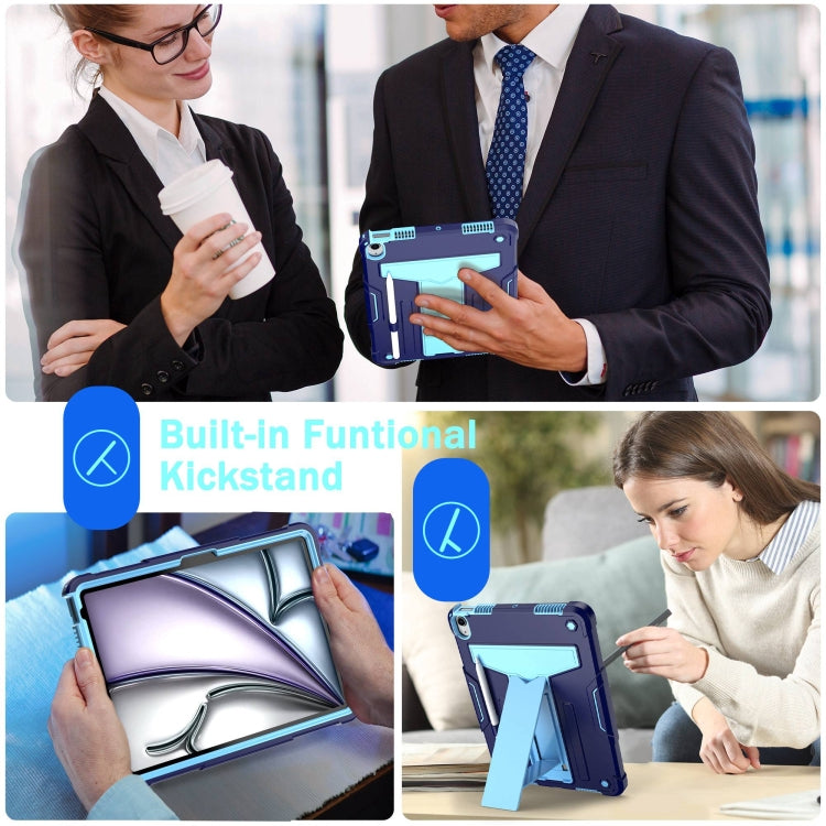 For iPad Air 11 2026 / 2025 /  2024 T Holder Robot Silicone Hybrid PC Tablet Case