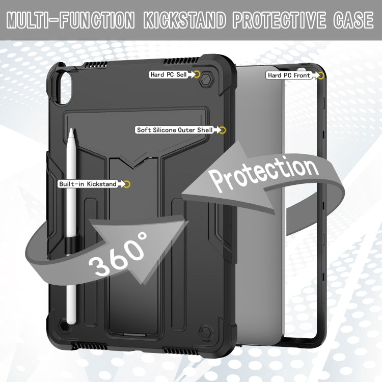 For iPad Air 11 2026 / 2025 /  2024 T Holder Robot Silicone Hybrid PC Tablet Case