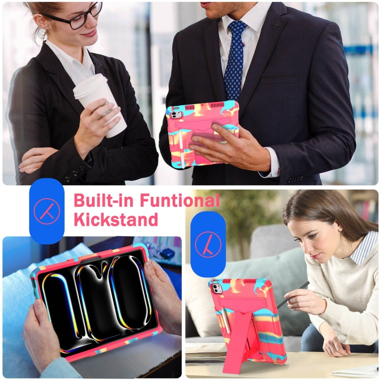 For iPad Pro 11 2025 / 2024 T Holder Robot Silicone Hybrid PC Tablet Case