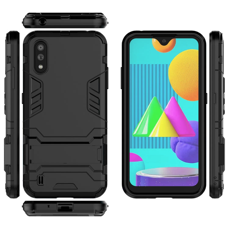 For Samsung Galaxy M01 PC + TPU Shockproof Protective Case with Invisible Holder