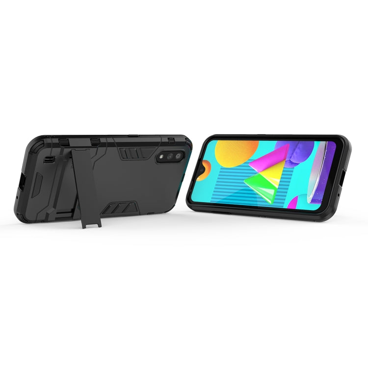 For Samsung Galaxy M01 PC + TPU Shockproof Protective Case with Invisible Holder