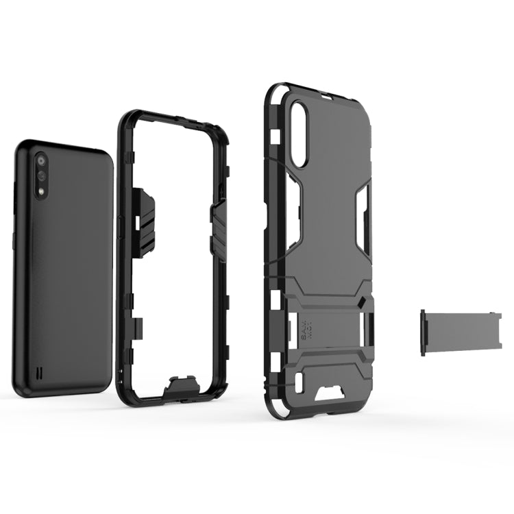 For Samsung Galaxy M01 PC + TPU Shockproof Protective Case with Invisible Holder