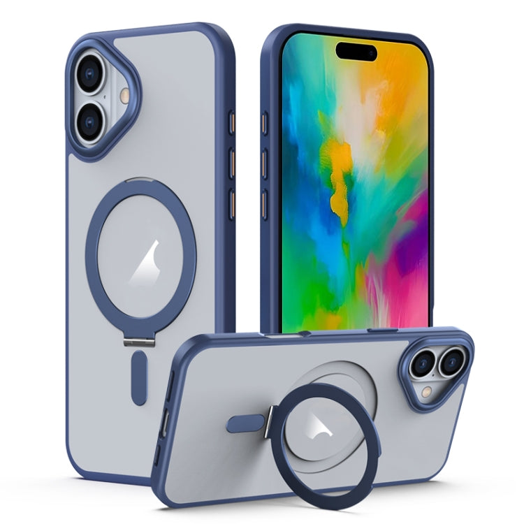 For iPhone 16 MagSafe Airbag Shockproof Frosted Phone Case with Fold Holder